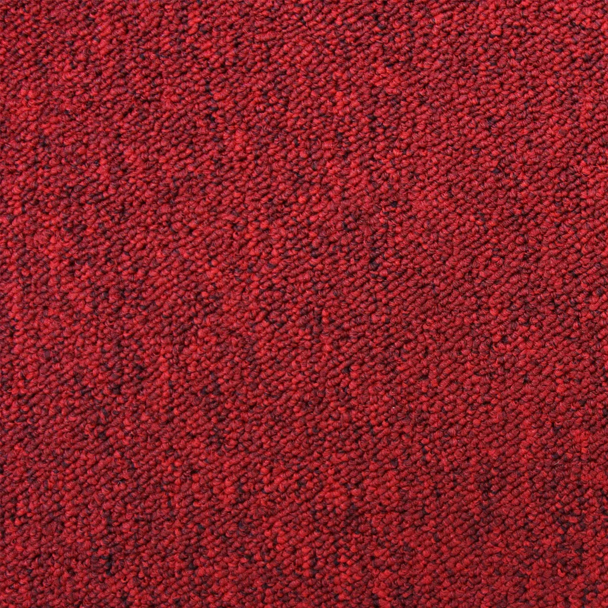 Scarlet red carpet tiles with a textured, woven surface, ideal for vibrant flooring solutions in residential or commercial spaces