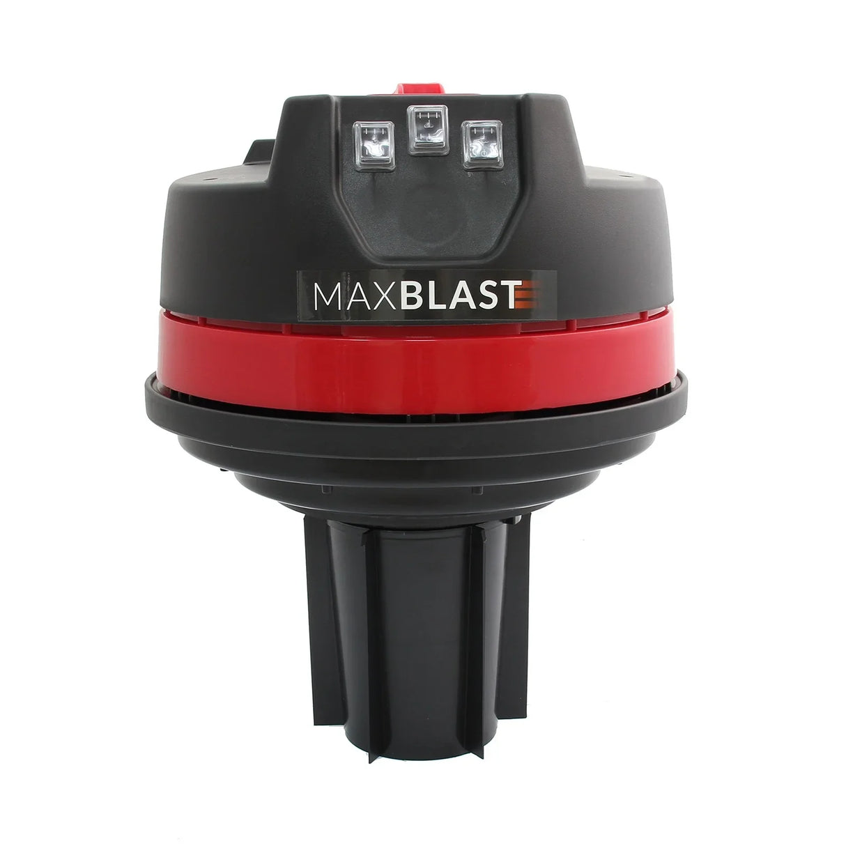 MAXBLAST 80L industrial vacuum with a sleek black and red design, featuring a sturdy floor nozzle attachment for efficient cleaning