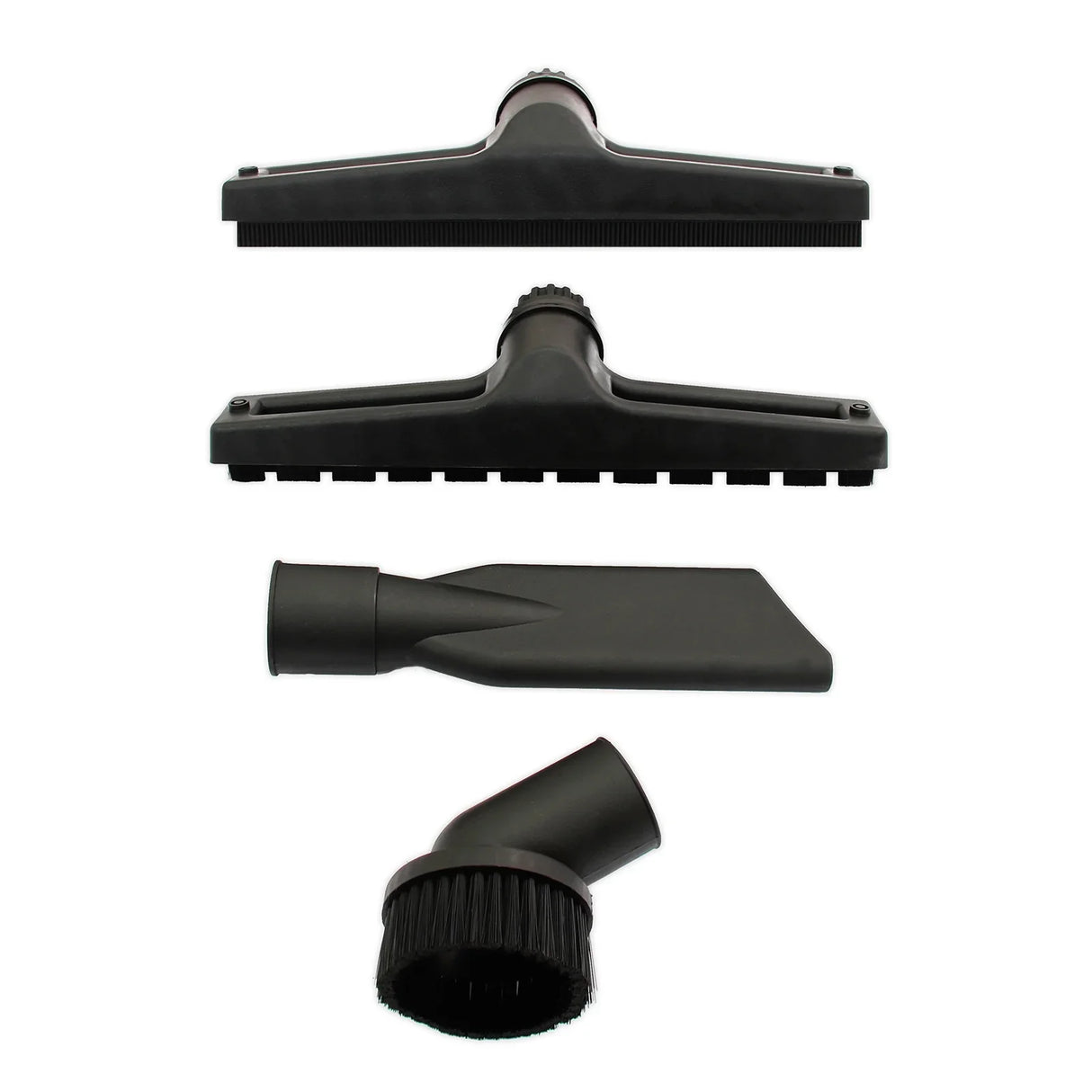 MAXBLAST 80L Industrial Vacuum floor nozzle attachment set featuring a wide brush, crevice tool, and dusting brush in durable black plastic