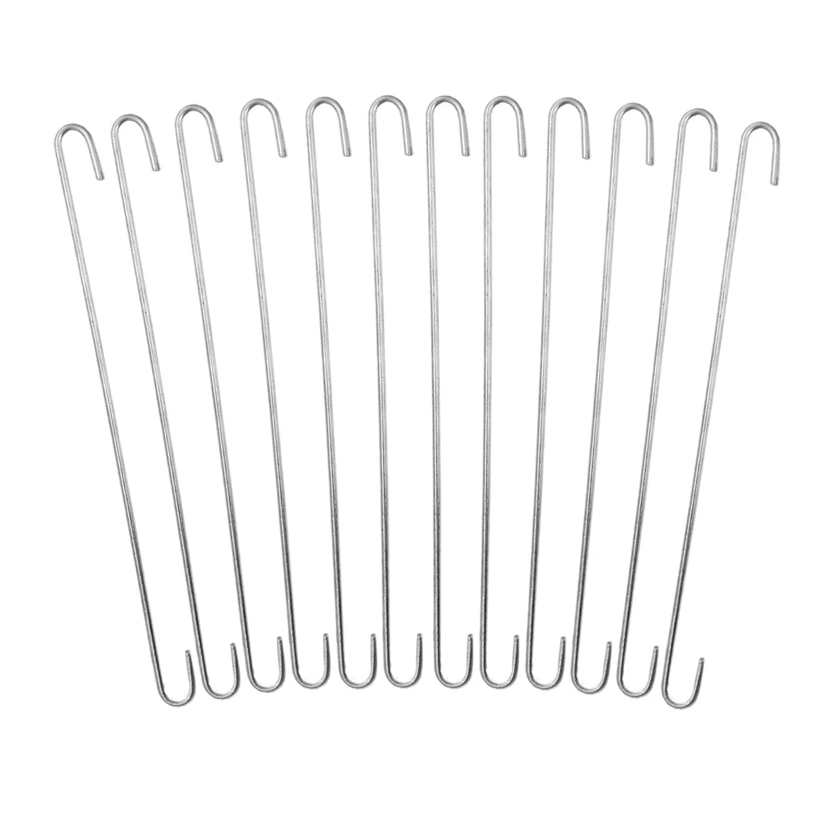 Galvanized steel stakes for securing gabion baskets, featuring a sturdy, elongated design with a smooth finish, ideal for landscaping projects