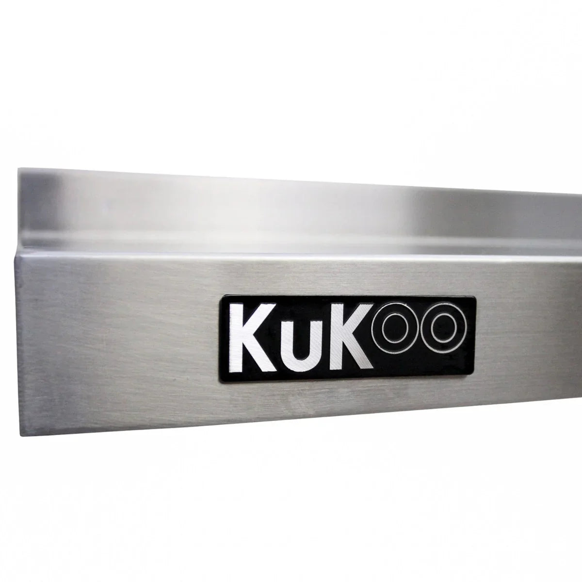 Stainless steel wall-mounted shelf from KuKoo, featuring a sleek design and durable finish, ideal for commercial kitchen use