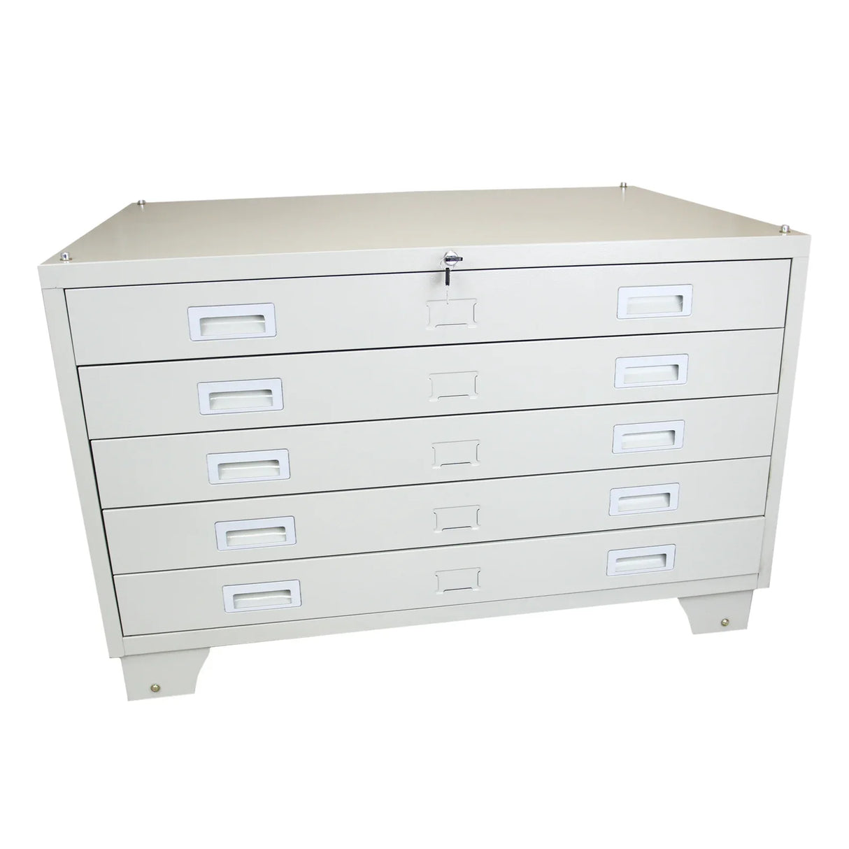 A1 Architects Drawer in light gray metal with six spacious drawers, featuring white label holders and sturdy feet for stability