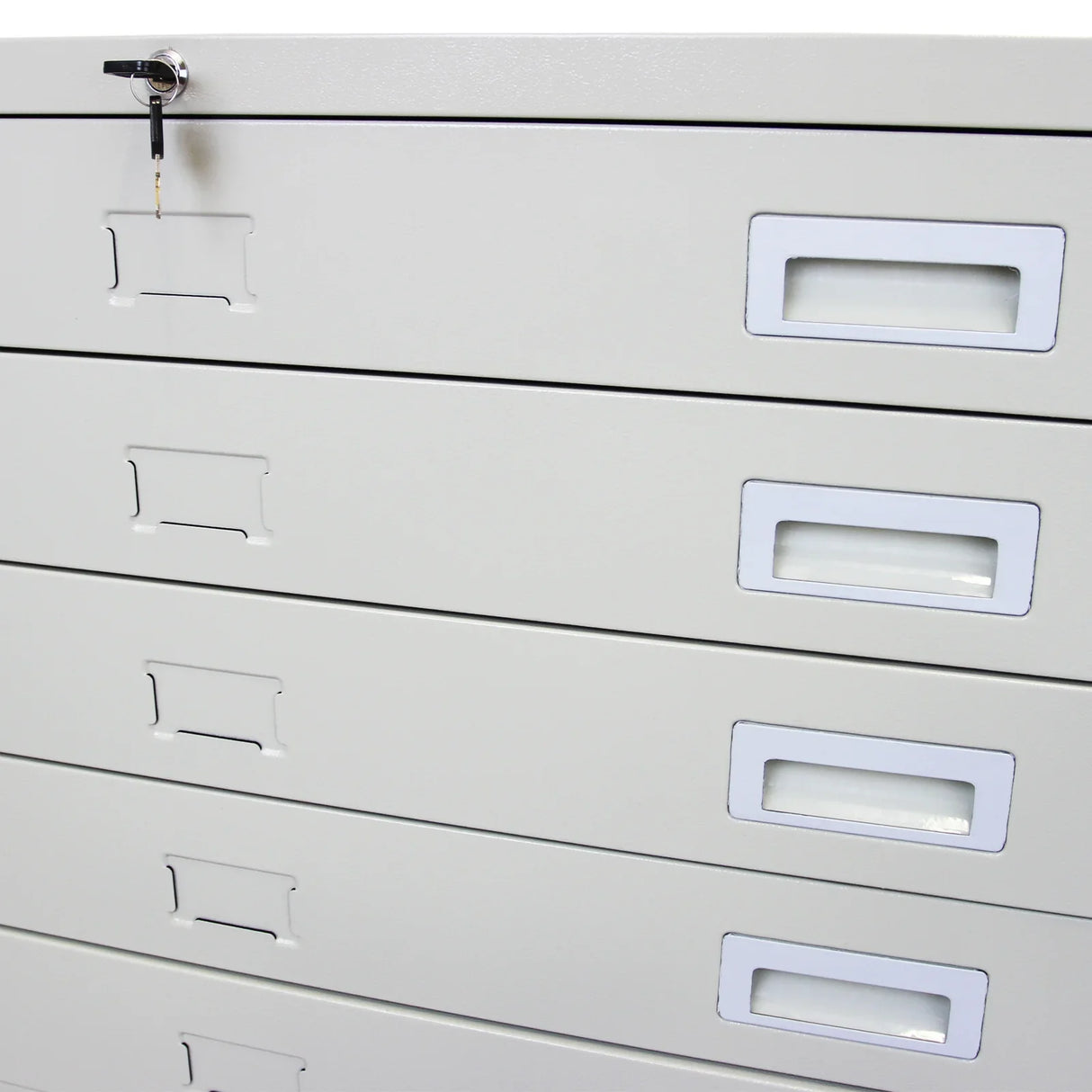 A1 Architects Drawer in light gray with five spacious drawers, each featuring a label holder and a key lock for security