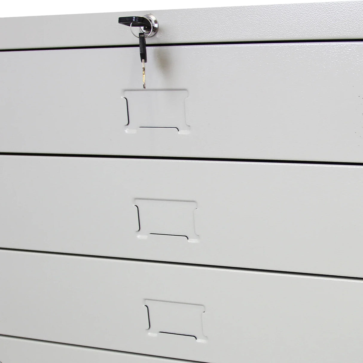 A1 Architects Drawer in sleek white metal, featuring three spacious drawers with label holders and a secure key lock for organization