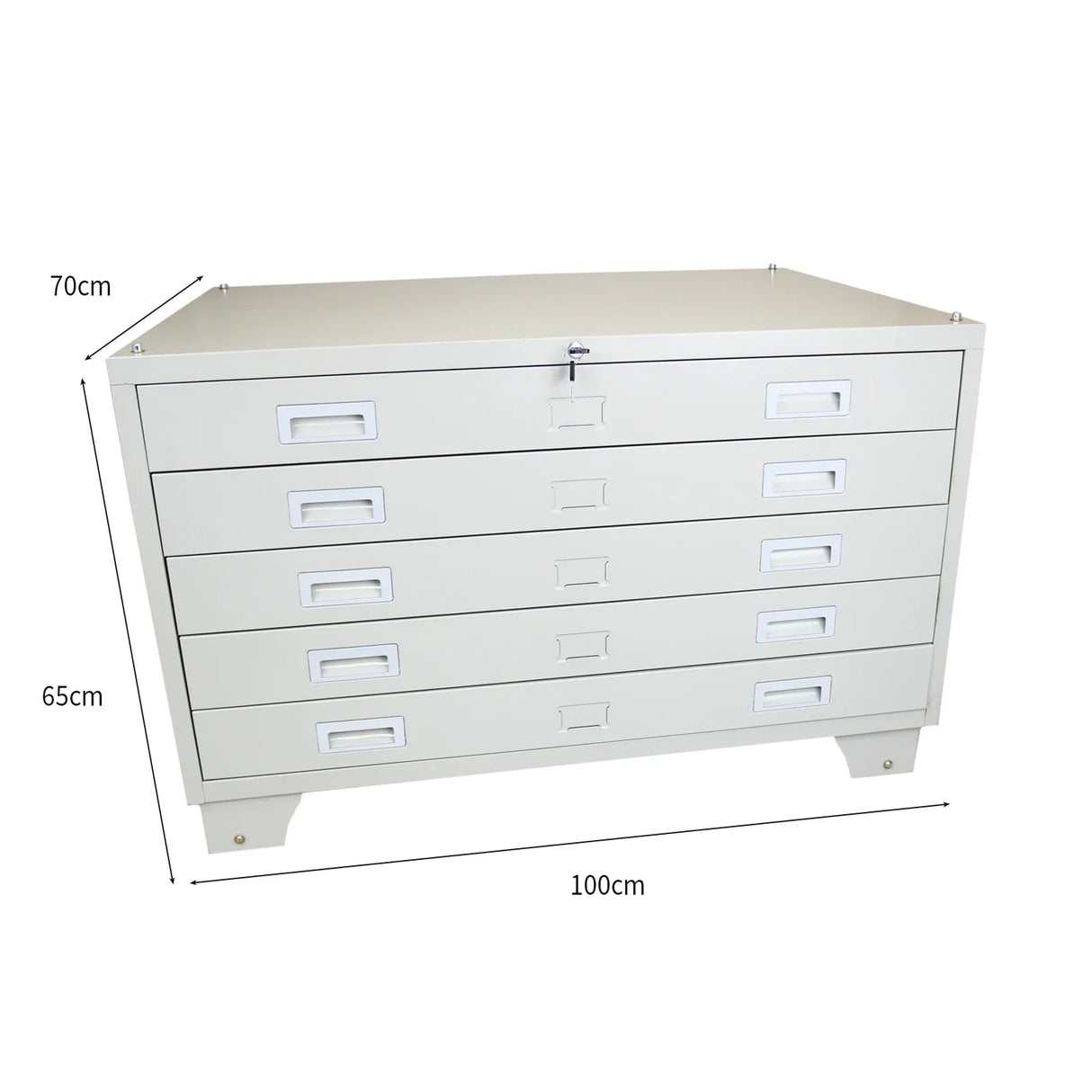 A1 Architects Drawer in light gray with six spacious drawers, featuring white handles and a sleek, modern design for organized storage