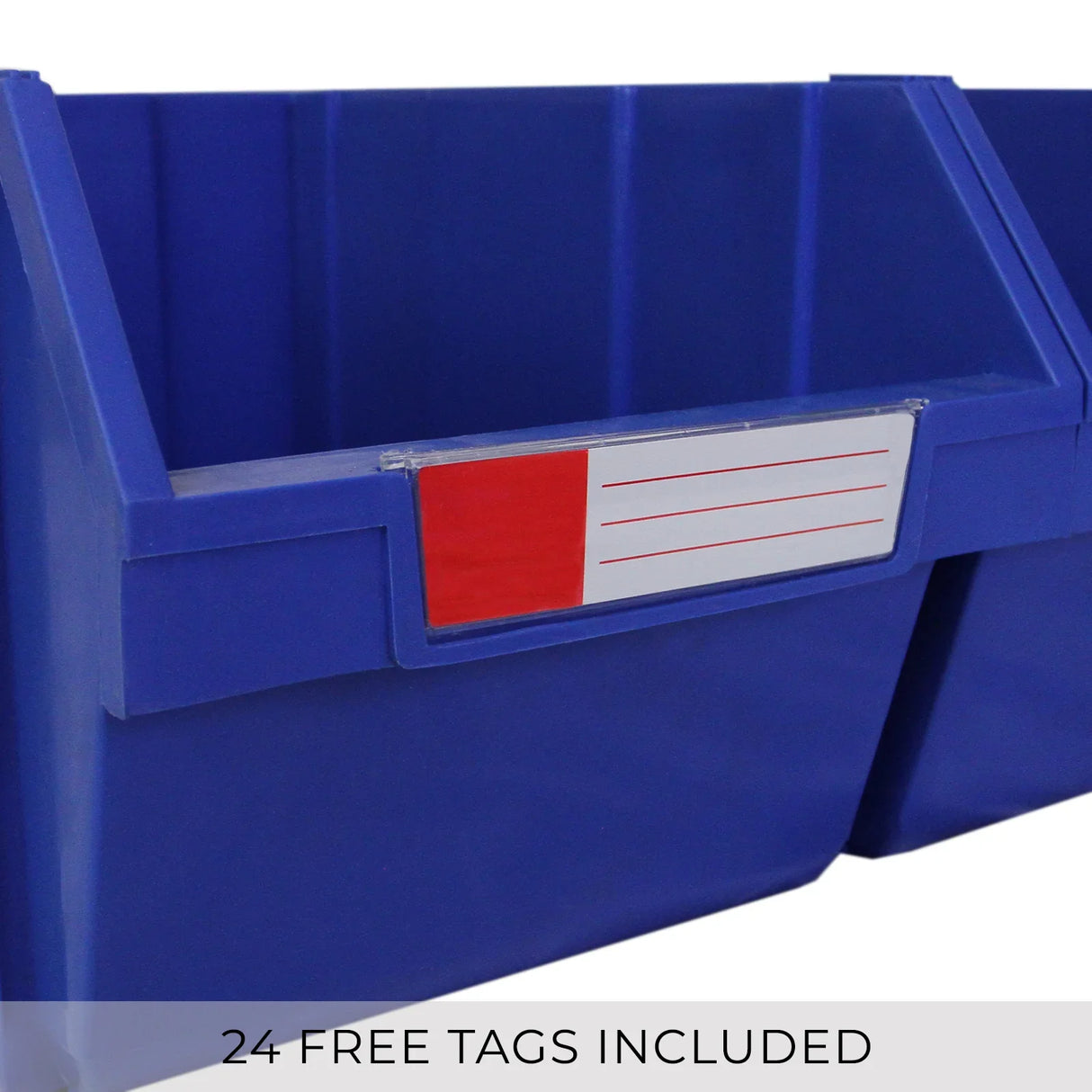 T-RAX Blue 90cm storage bin featuring a vibrant blue plastic design, spacious interior, and a label holder for easy organization