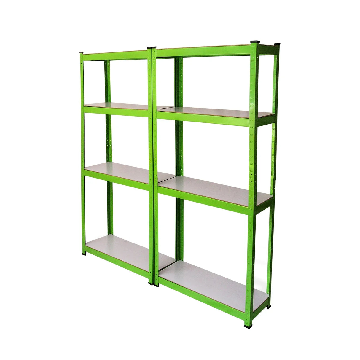 Polytunnel 25mm 4m x 2m with racking features a sturdy green metal frame and multiple white shelves for organized plant storage