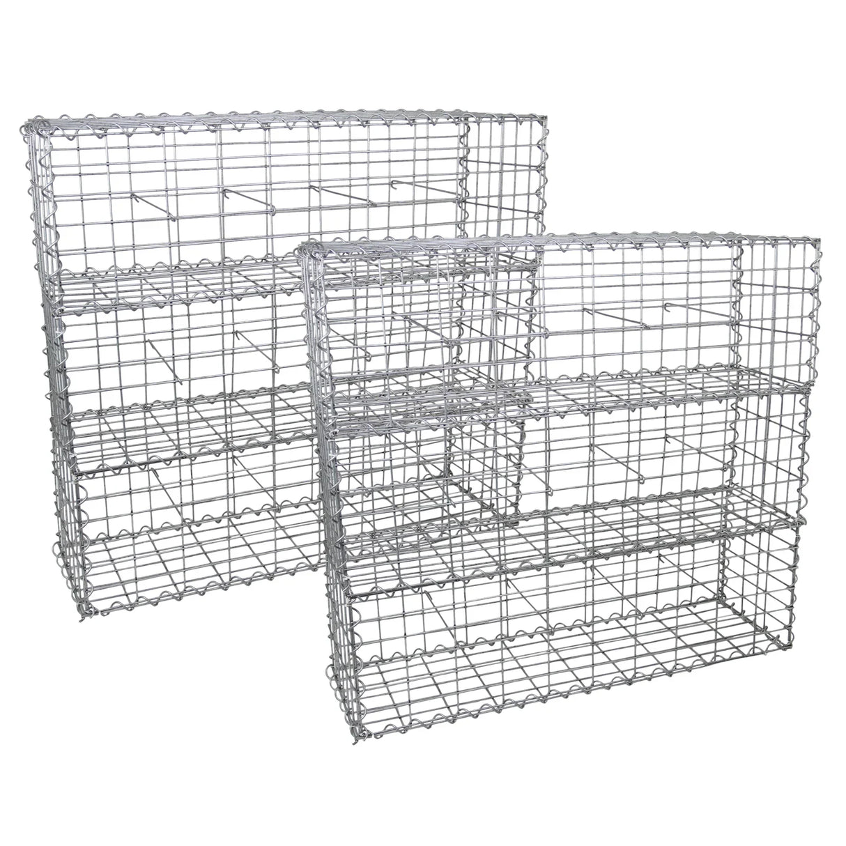 Galvanized steel gabion baskets, 100 x 30 x 30cm, featuring a sturdy wire mesh design, ideal for landscaping and erosion control, sold in a 6 pack