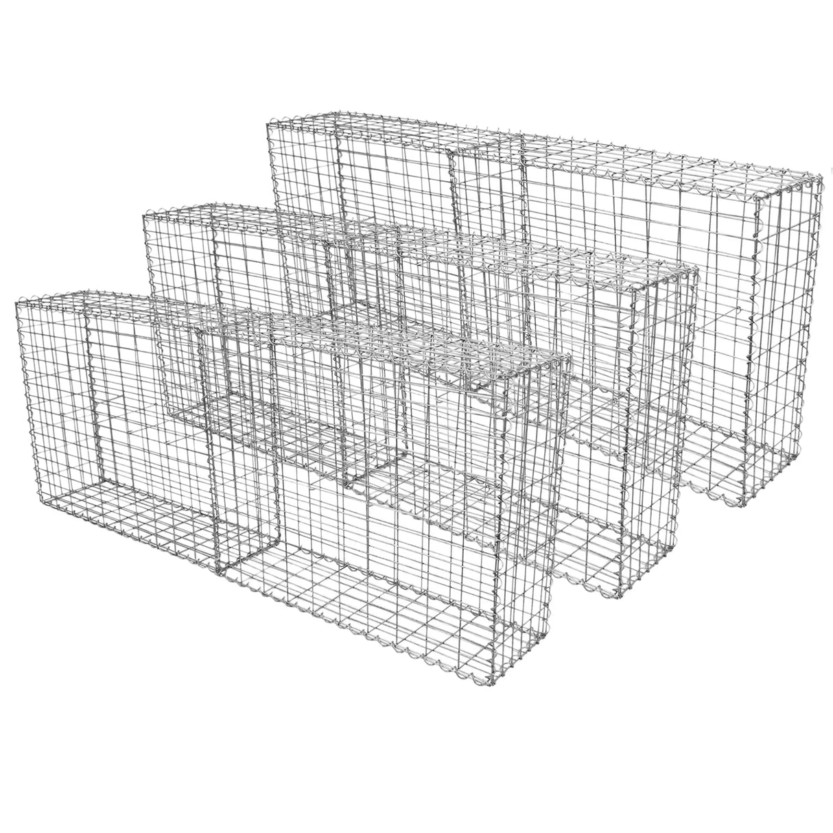Galvanized steel gabion baskets in a 6 pack, measuring 100 x 80 x 30cm, featuring a sturdy wire mesh design for landscaping and erosion control
