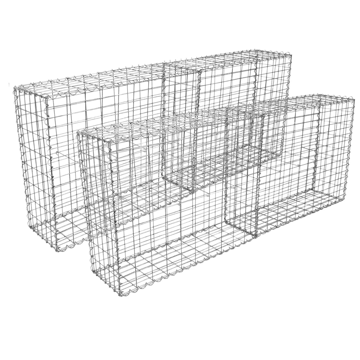 Galvanized steel gabion baskets, 100 x 95 x 30cm, sturdy wire mesh design, ideal for landscaping and erosion control, set of 4