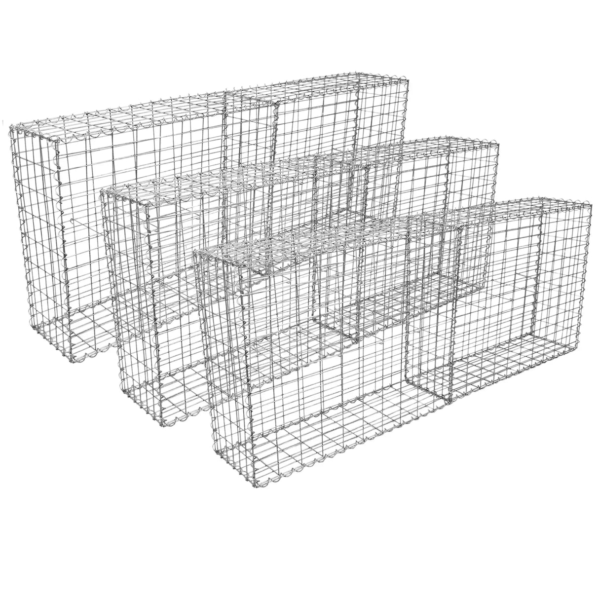Galvanized steel gabion baskets in a 6-pack, measuring 100 x 95 x 30cm, featuring a sturdy wire mesh design for landscaping and erosion control