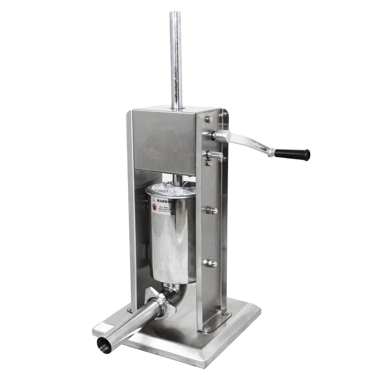 Kukoo 7 Litre Sausage Stuffer in stainless steel, featuring a sturdy base, vertical design, and a hand crank for easy operation