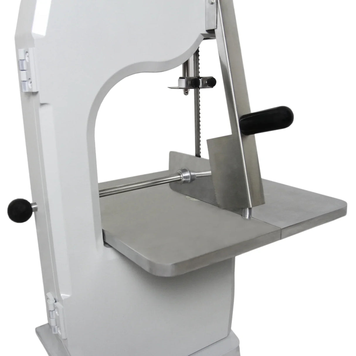 Kukoo Commercial Bone Saw Bandsaw with stainless steel construction, sturdy table, and adjustable cutting blade for precision slicing