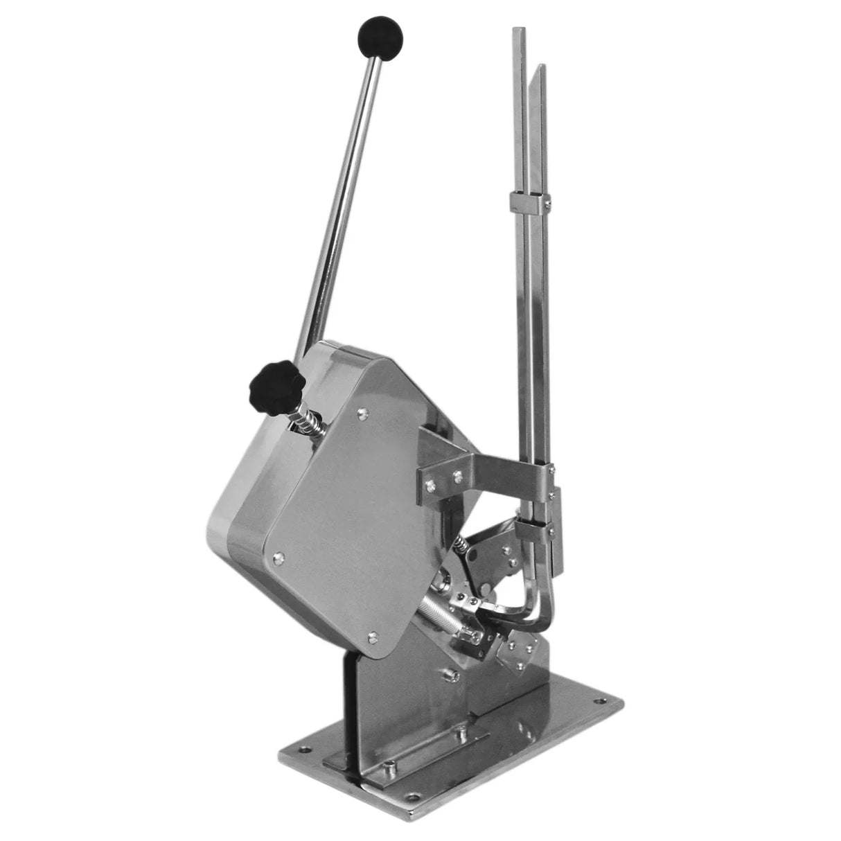 Kukoo Sausage Clipper in stainless steel, featuring a lever handle, adjustable clipper arm, and sturdy base for efficient sausage sealing
