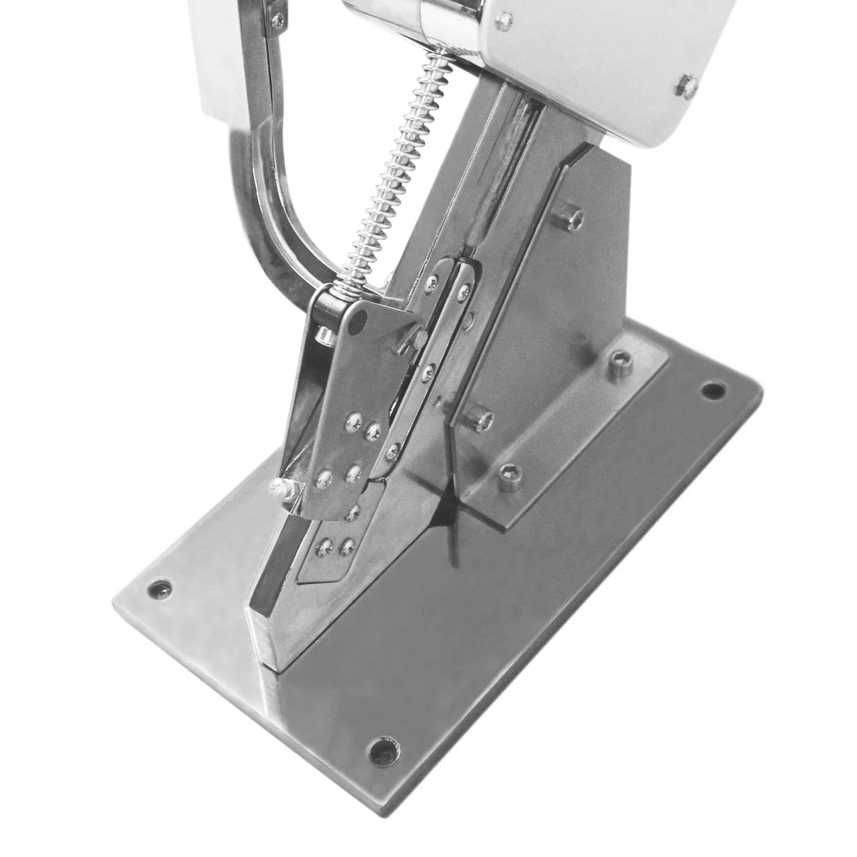 Stainless steel base of the KuKoo 5L sausage stuffer, featuring a sturdy design and adjustable mechanism for easy use