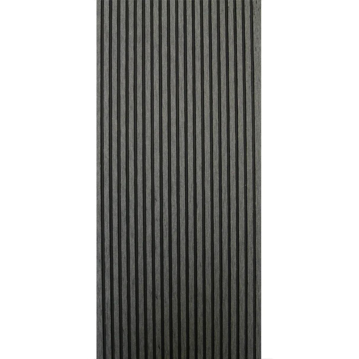 Castle Grey Jardí Composite Decking with a textured, ribbed surface, ideal for outdoor spaces, showcasing durability and style