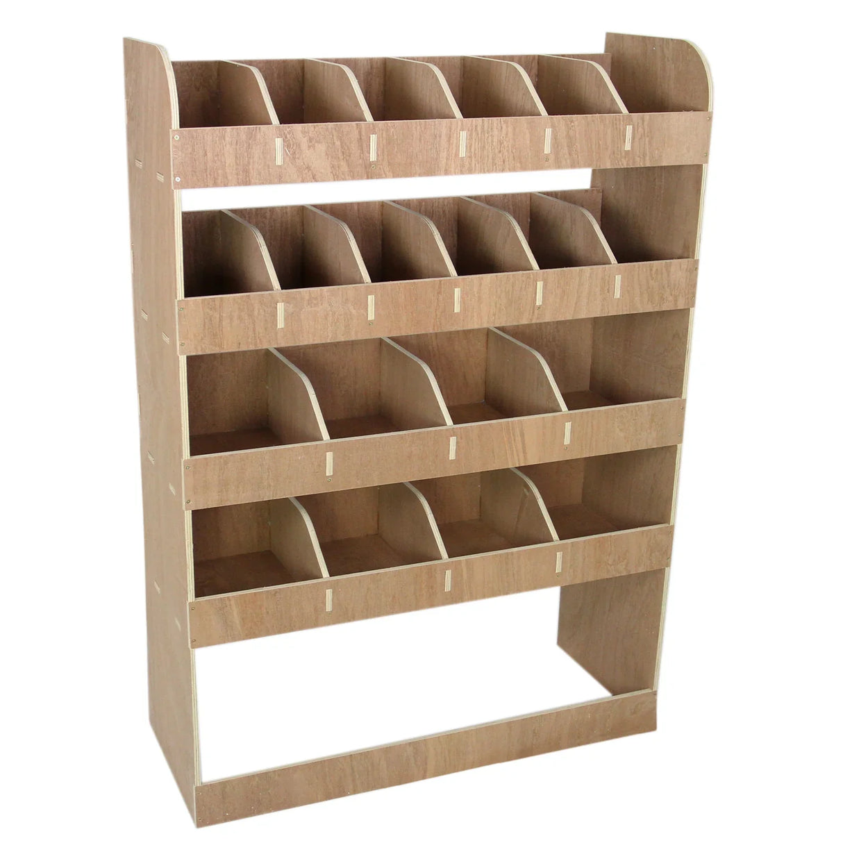 Vauxhall Vivaro SWB plywood van racking unit with multiple compartments, featuring a smooth wood finish and sturdy design for efficient storage