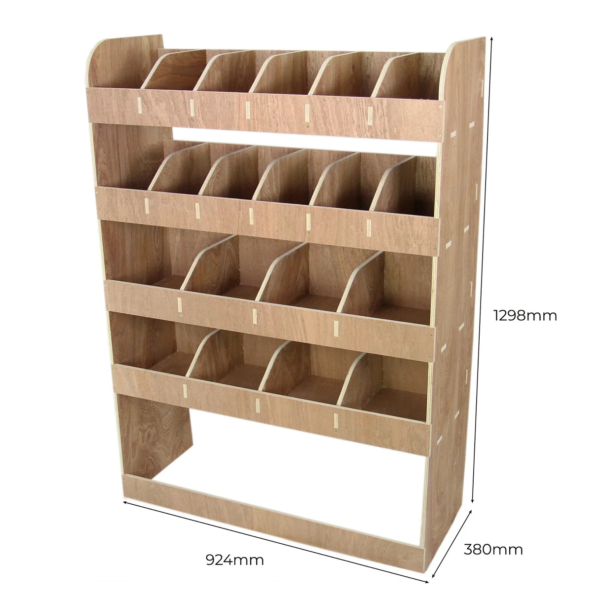 Vauxhall Vivaro SWB plywood van racking unit with multiple compartments, featuring a smooth wood finish and sturdy construction