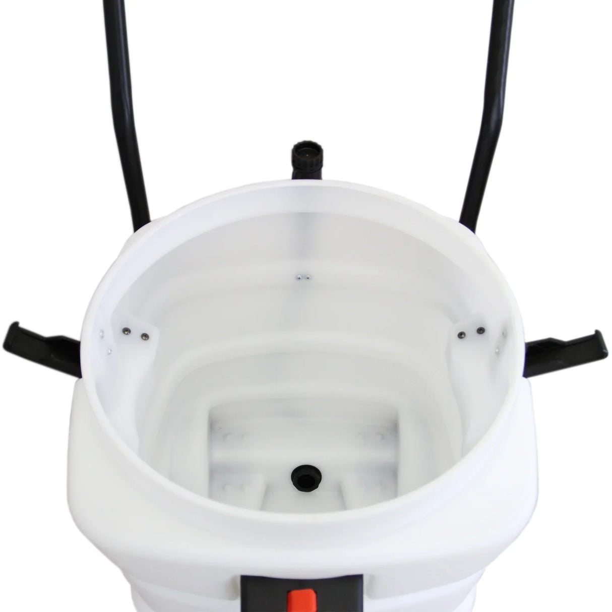 90L Maxblast Industrial Vacuum features a spacious white plastic tank with a smooth interior, designed for efficient wet and dry cleaning