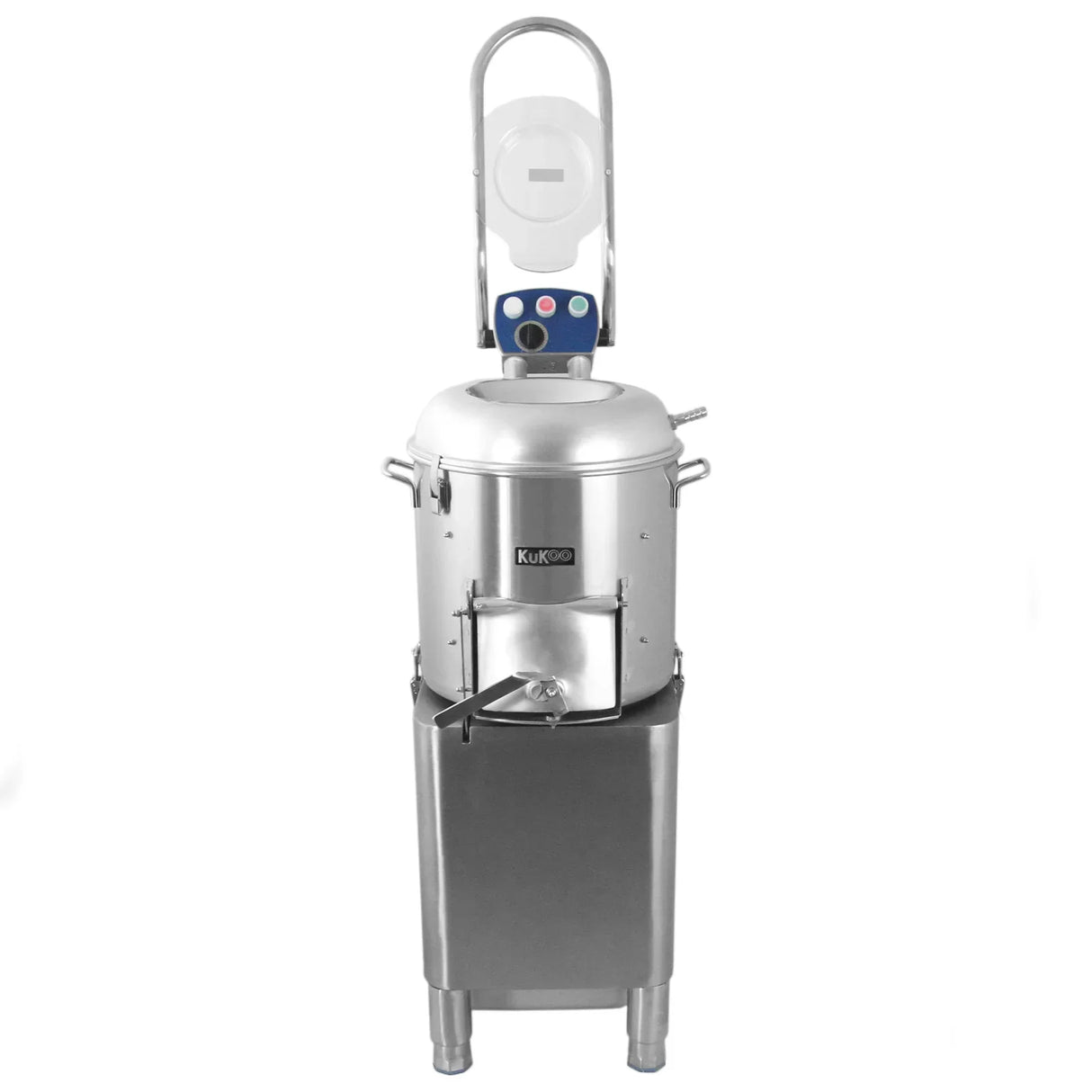KuKoo Commercial Potato Rumbler with stainless steel body, large capacity, and digital control panel for efficient potato cleaning