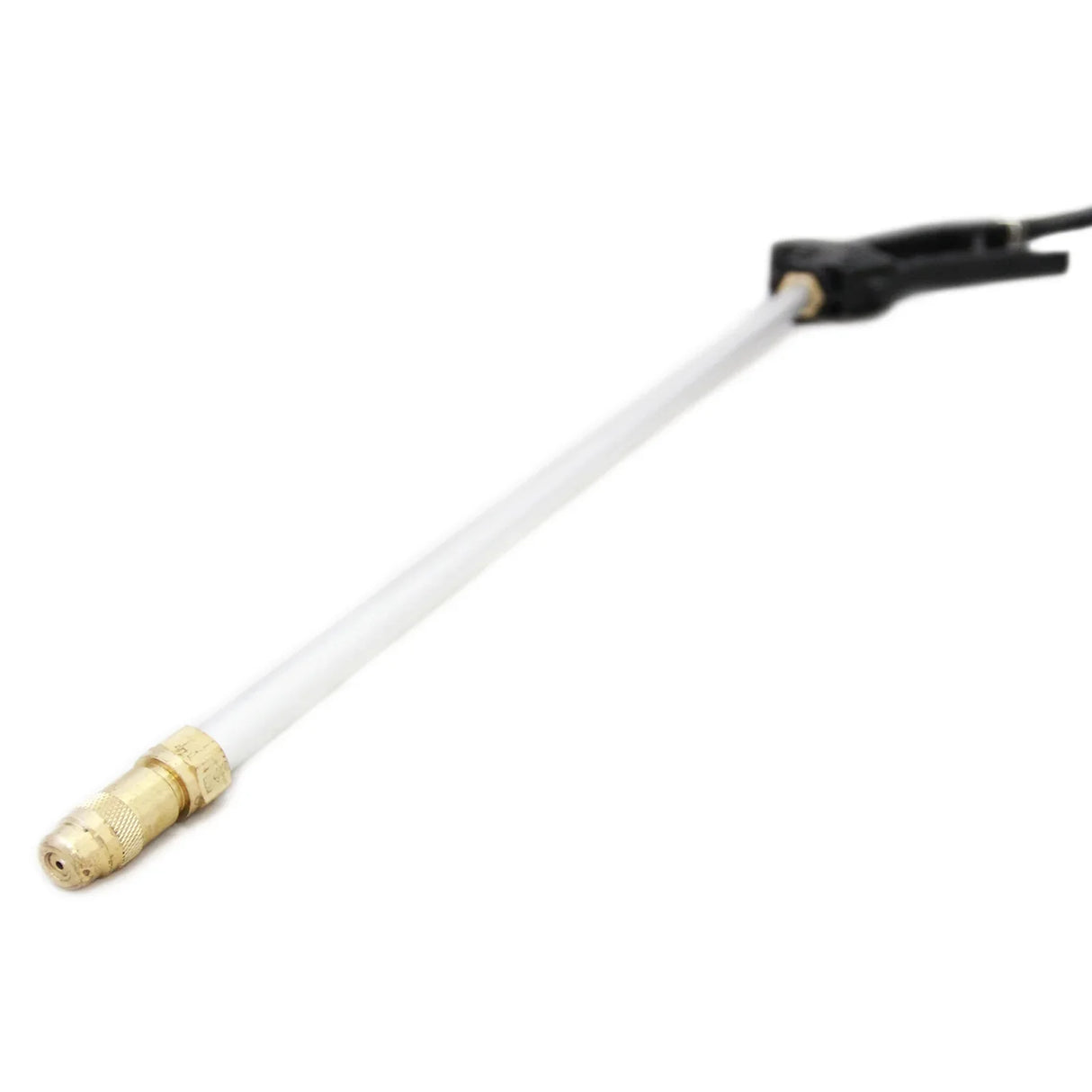 Brass nozzle attachment for a 60L ATV sprayer, featuring a durable white plastic wand and a comfortable grip handle
