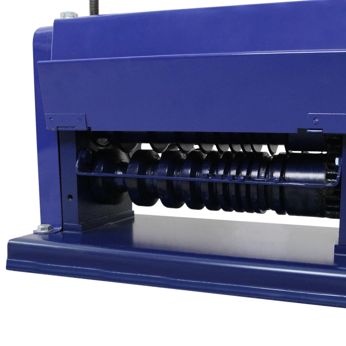T-Mech Automatic Wire Stripper features a sturdy blue metal frame, showcasing its internal stripping mechanism and durable construction
