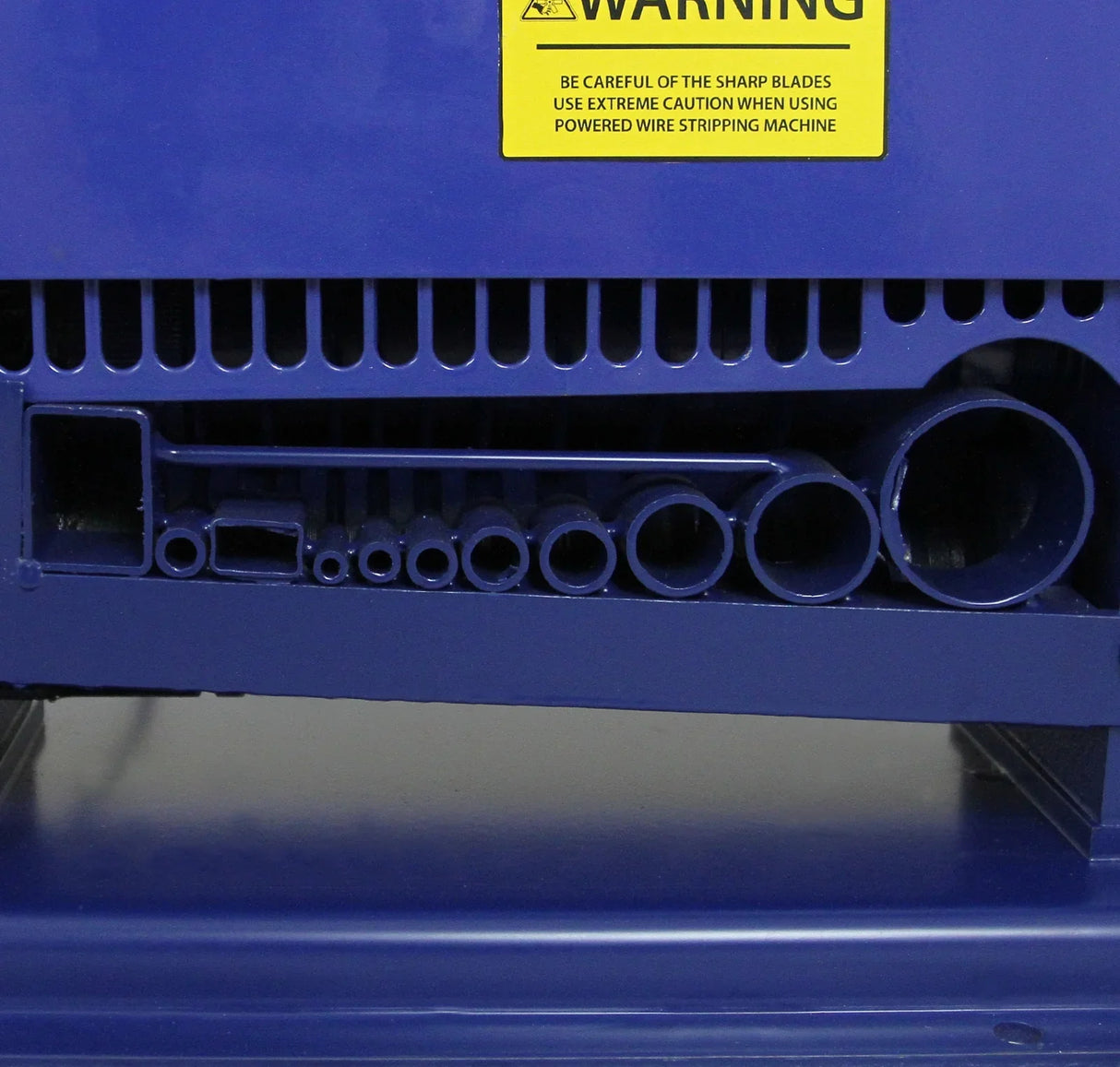 T-Mech Automatic Wire Stripper features a blue casing with various sized openings for different wire gauges, showcasing its functionality