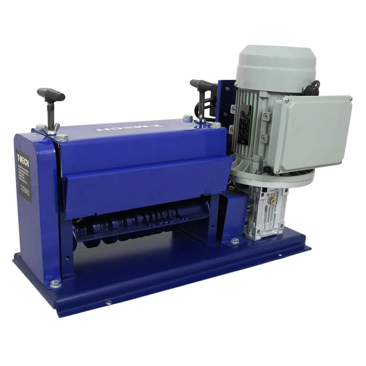 T-Mech Automatic Wire Stripper in blue, featuring a robust design with a motor, ideal for efficiently stripping wires up to 38mm