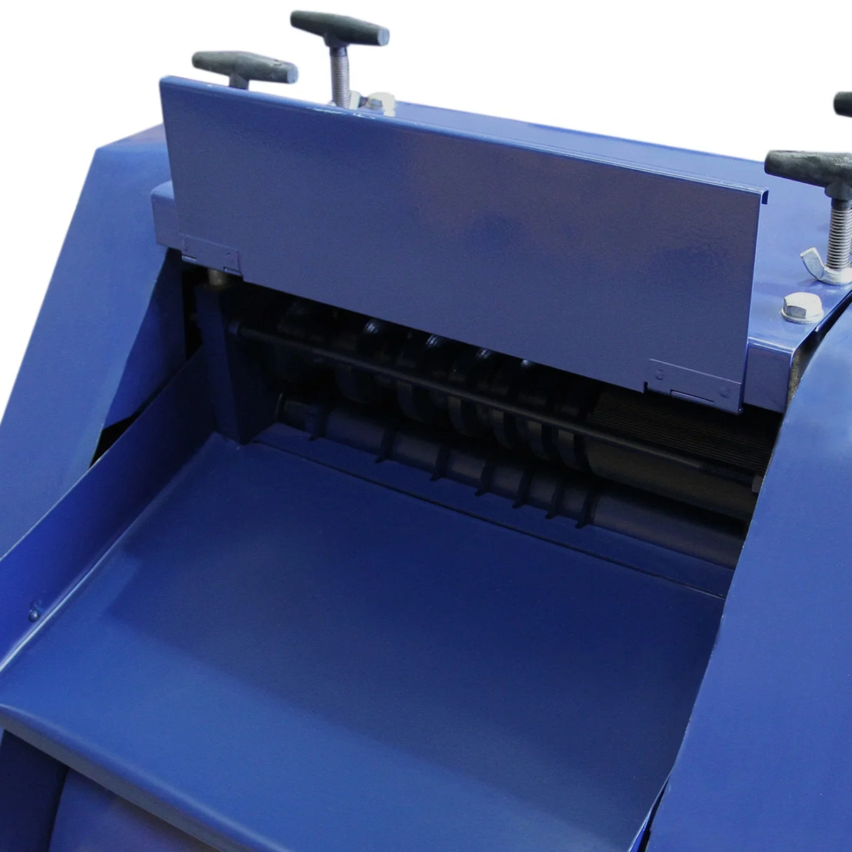 T-Mech Automatic Wire Stripper in vibrant blue, featuring a large feed opening and adjustable handles for easy wire stripping