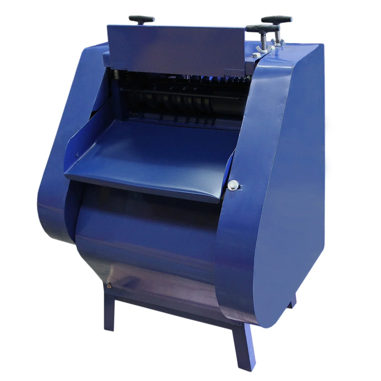 T-Mech Automatic Wire Stripper in blue, featuring a sturdy design, large feed slot, and adjustable stripping mechanism for efficient wire handling