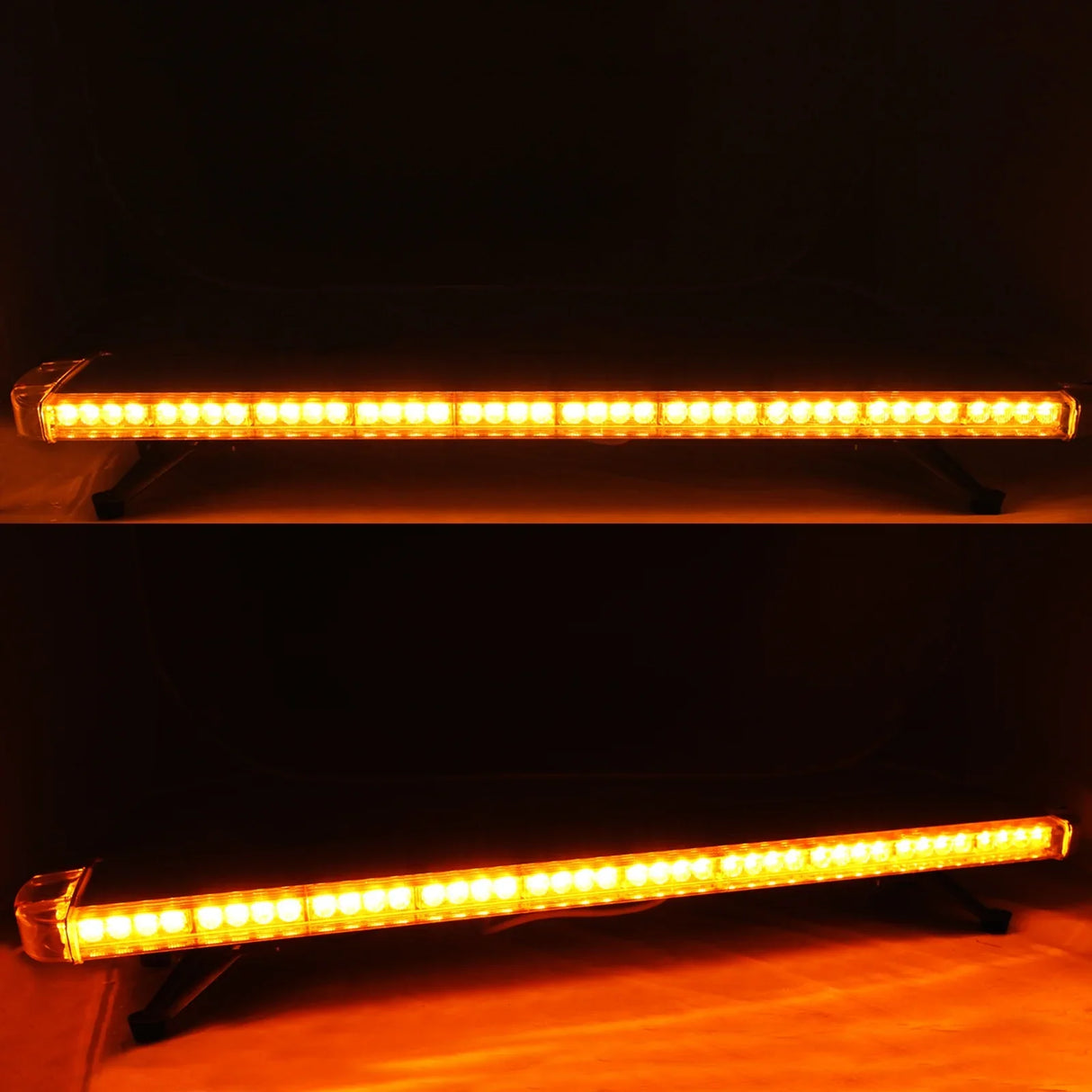 Amber Recovery Light 1200mm features a sleek design with bright amber LED lights, mounted on a sturdy black base for stability