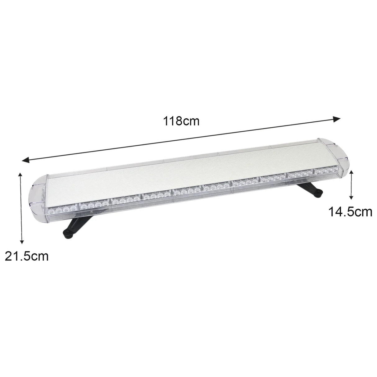 Amber Recovery Light 1200mm features a sleek, elongated design with a clear casing, measuring 118cm x 21.5cm x 14.5cm, ideal for recovery use