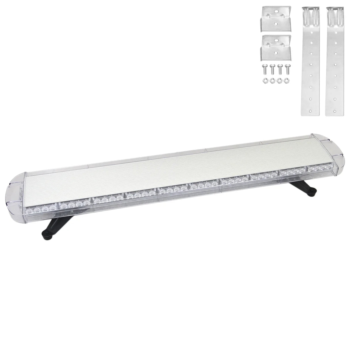Amber Recovery Light 1200mm features a sleek, elongated design with a durable clear casing and included mounting hardware for easy installation