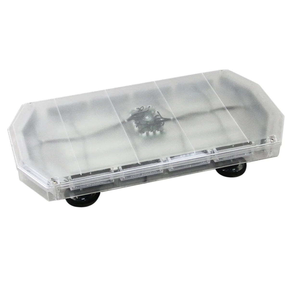 Amber Recovery Light 600mm features a sleek, transparent casing with a compact design, showcasing its internal components and wheels for mobility