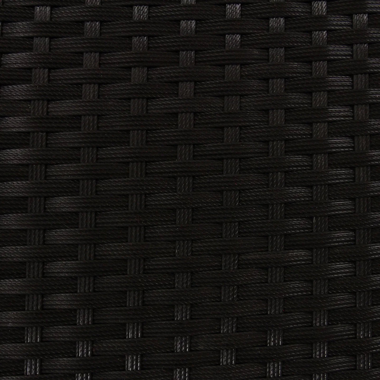 Close-up of the Jardí Rattan Bistro Set in black, showcasing the intricate woven texture and durable material of the surface