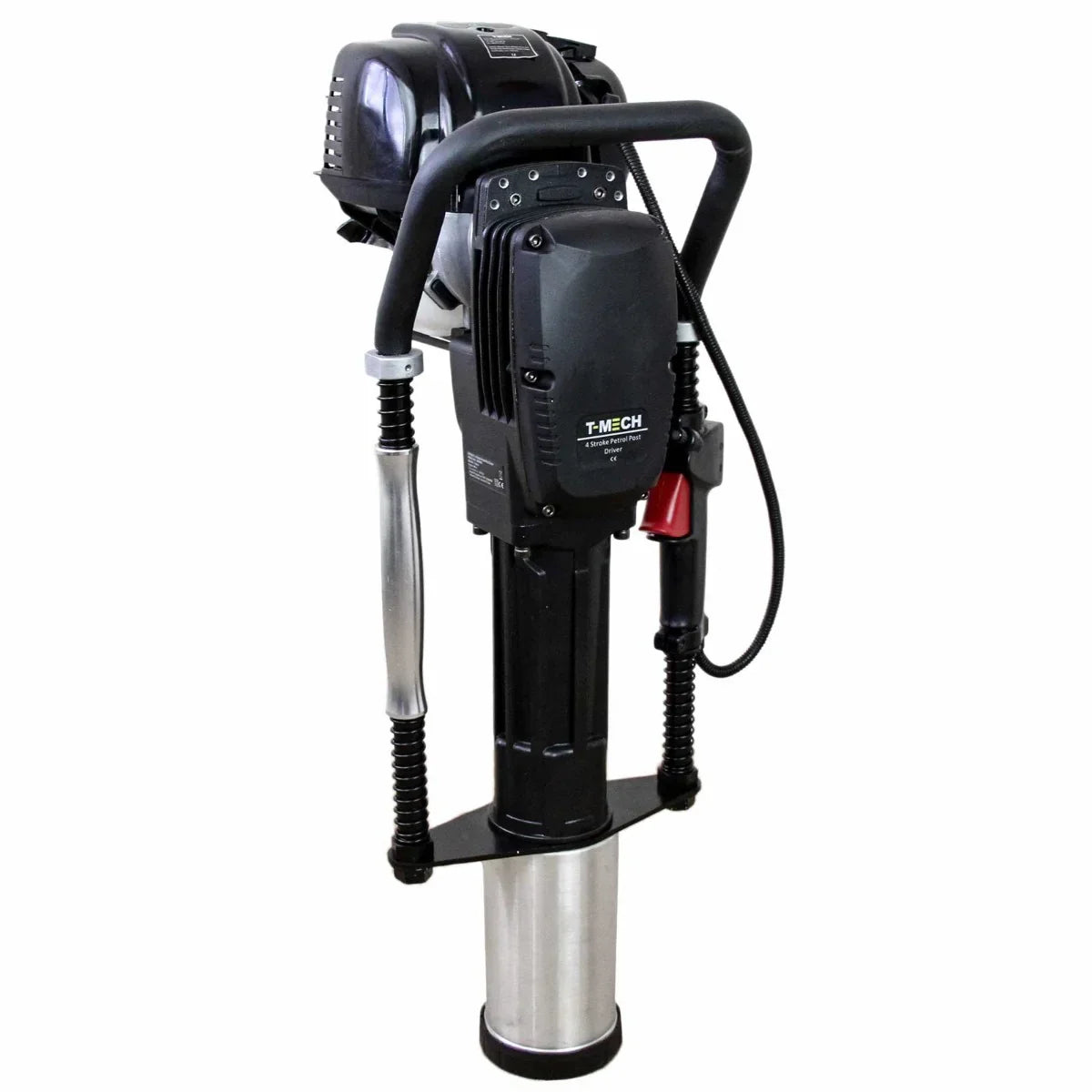 T-Mech 4 Stroke Post Driver with black and silver design, featuring a sturdy handle and robust construction for efficient driving