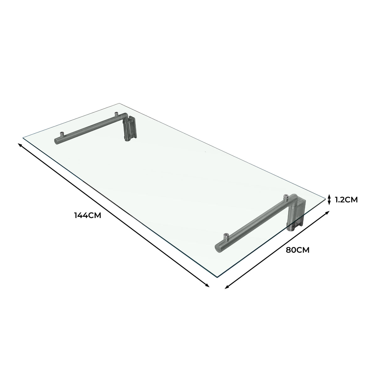 Glass Door Canopy & Brackets - 144cm W x 80cm D
