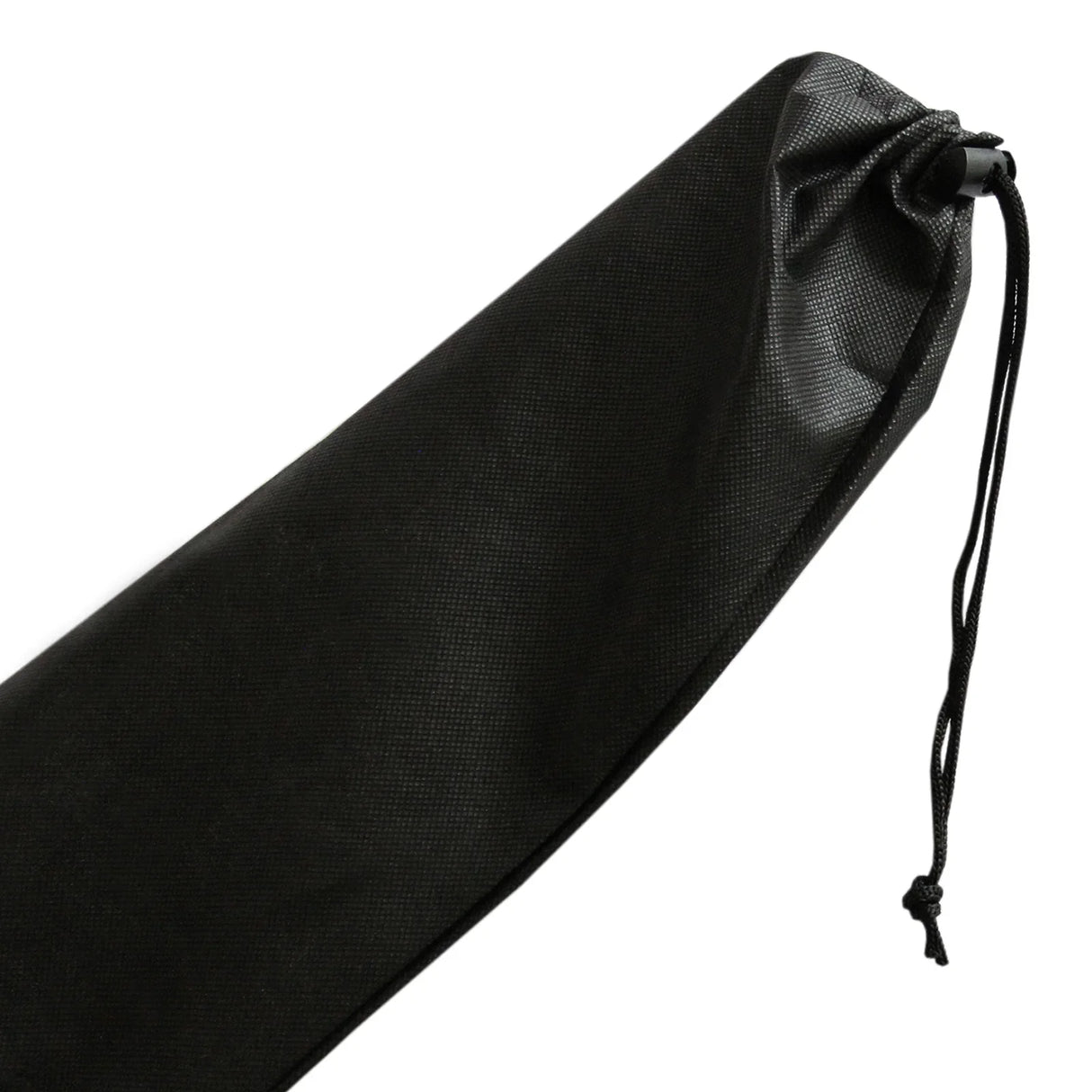Black storage bag with a drawstring closure, designed for the MAXBLAST Powered Chimney Sweep, featuring durable material and a sleek design