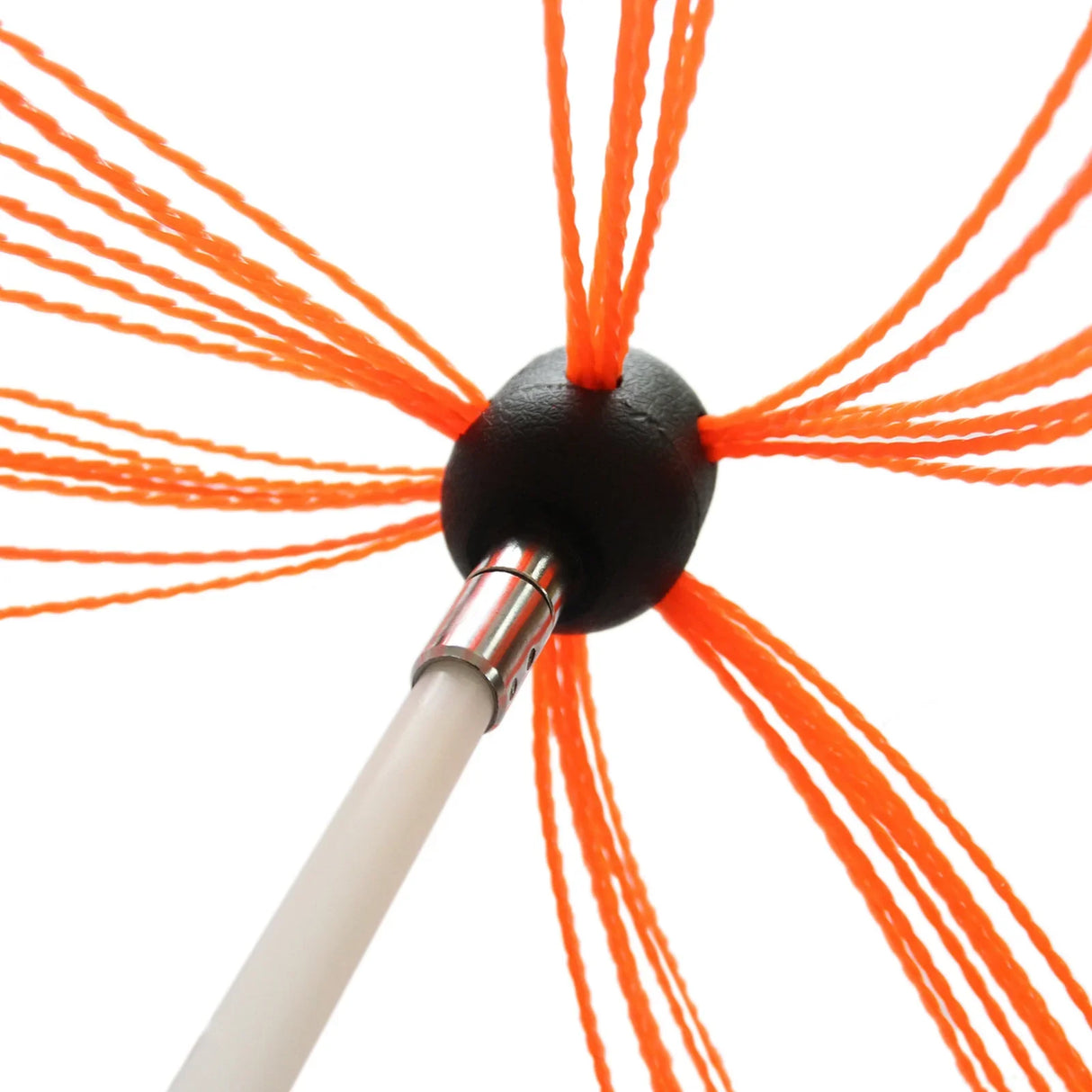 MAXBLAST Powered Chimney Sweep features a durable black and orange brush head with multiple flexible bristles for efficient cleaning