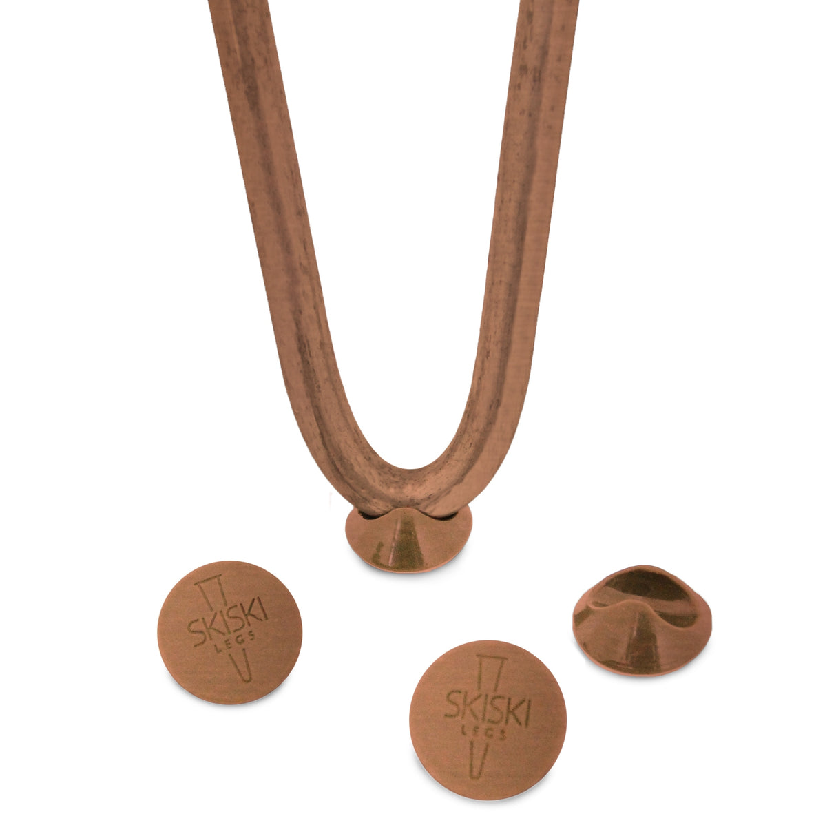 Antique copper hairpin legs with a sleek 2-prong design, featuring a smooth finish and sturdy base for furniture projects