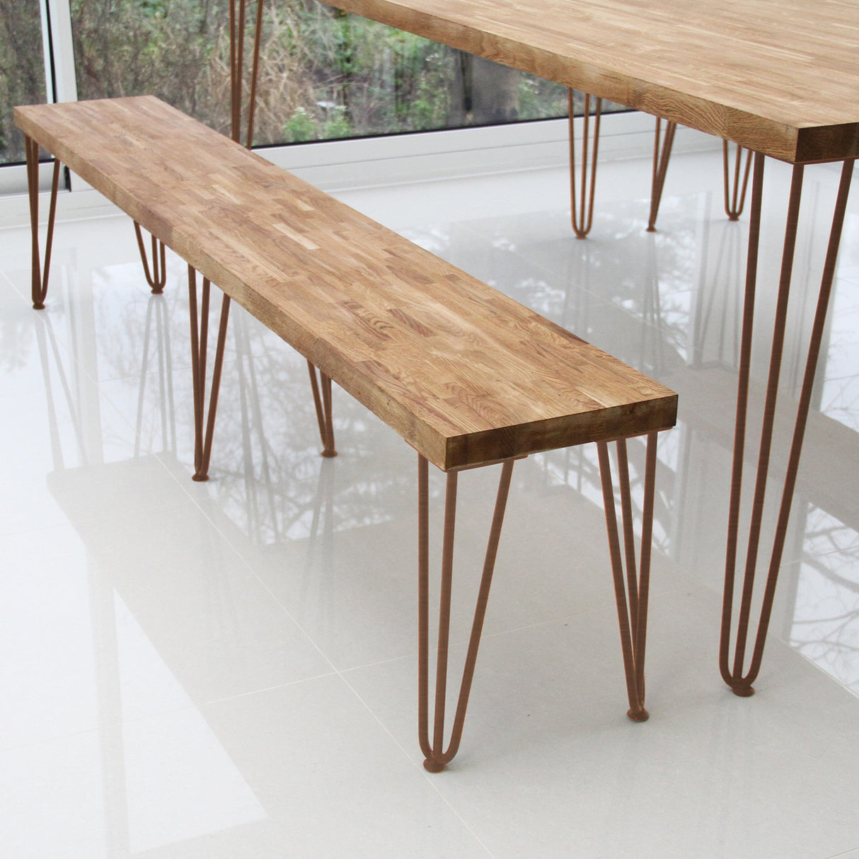 4 x 28" Hairpin Legs - 2 Prong - 12mm - Antique Copper