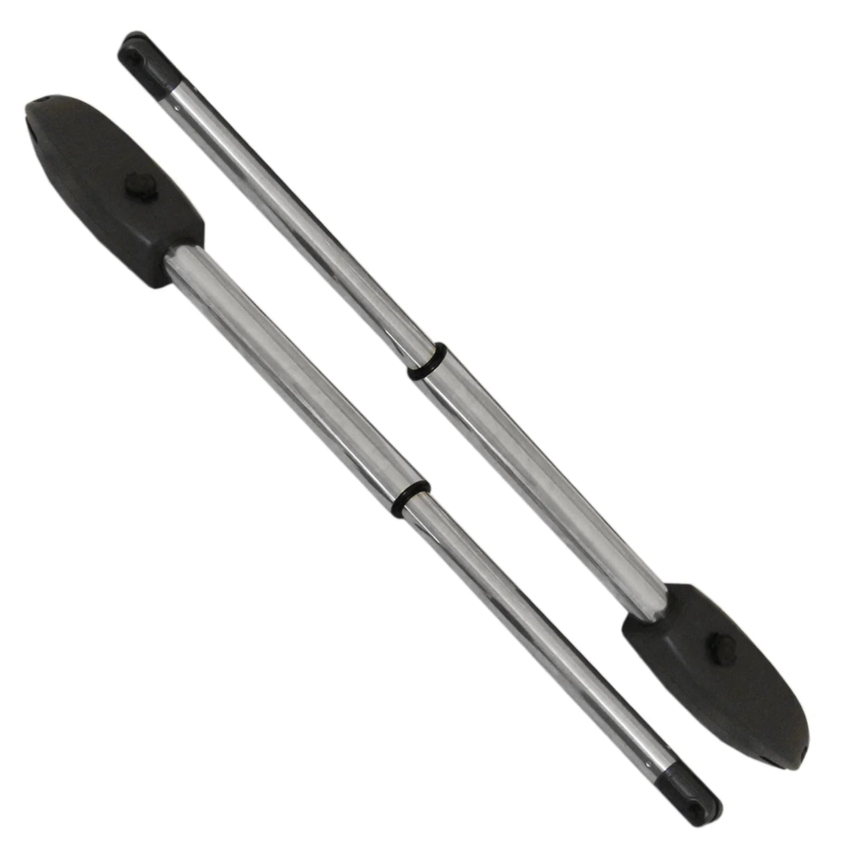 Electric swing gate opener set featuring durable metal rods and sleek black end caps, designed for smooth gate operation
