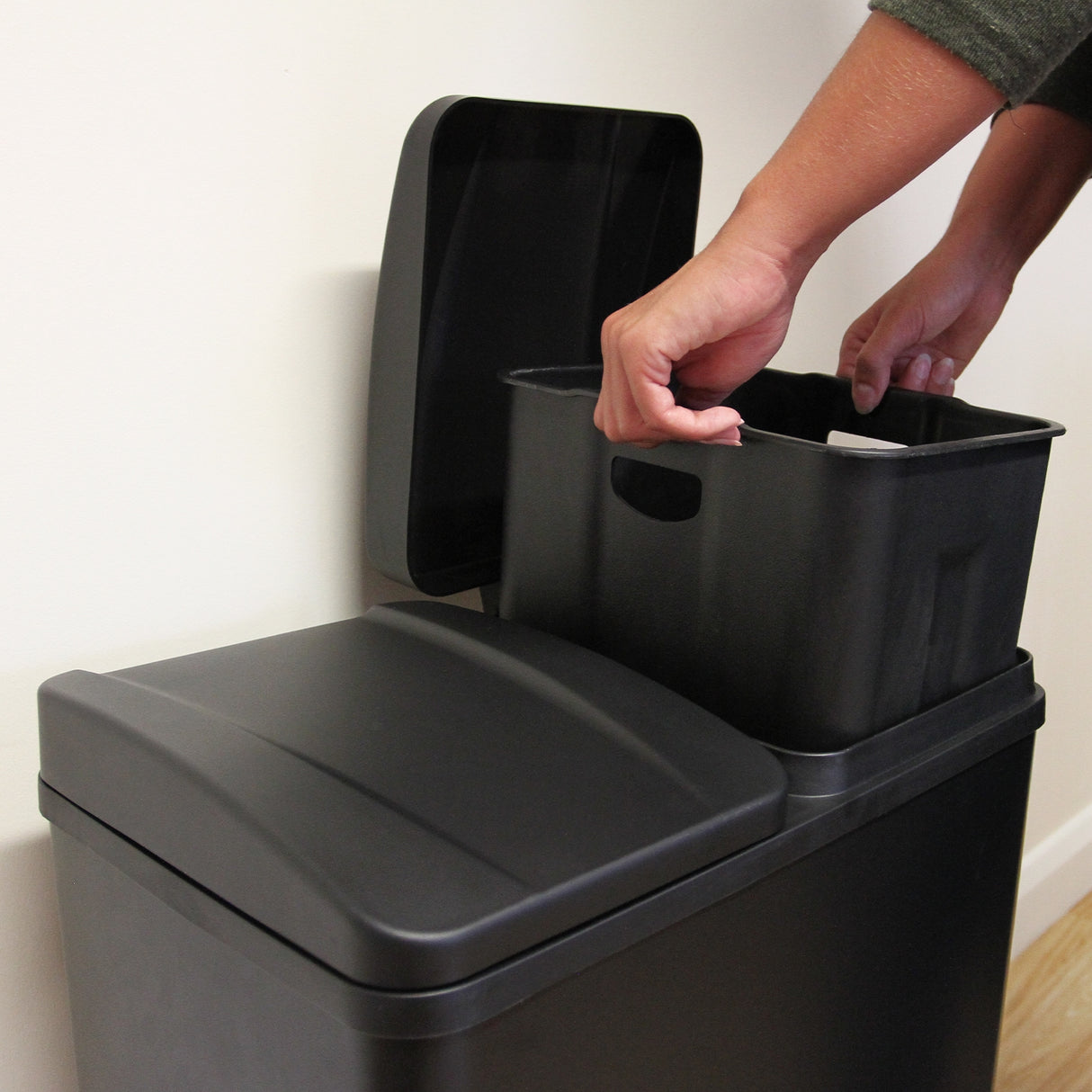 60L Dual Pedal Bin In Black