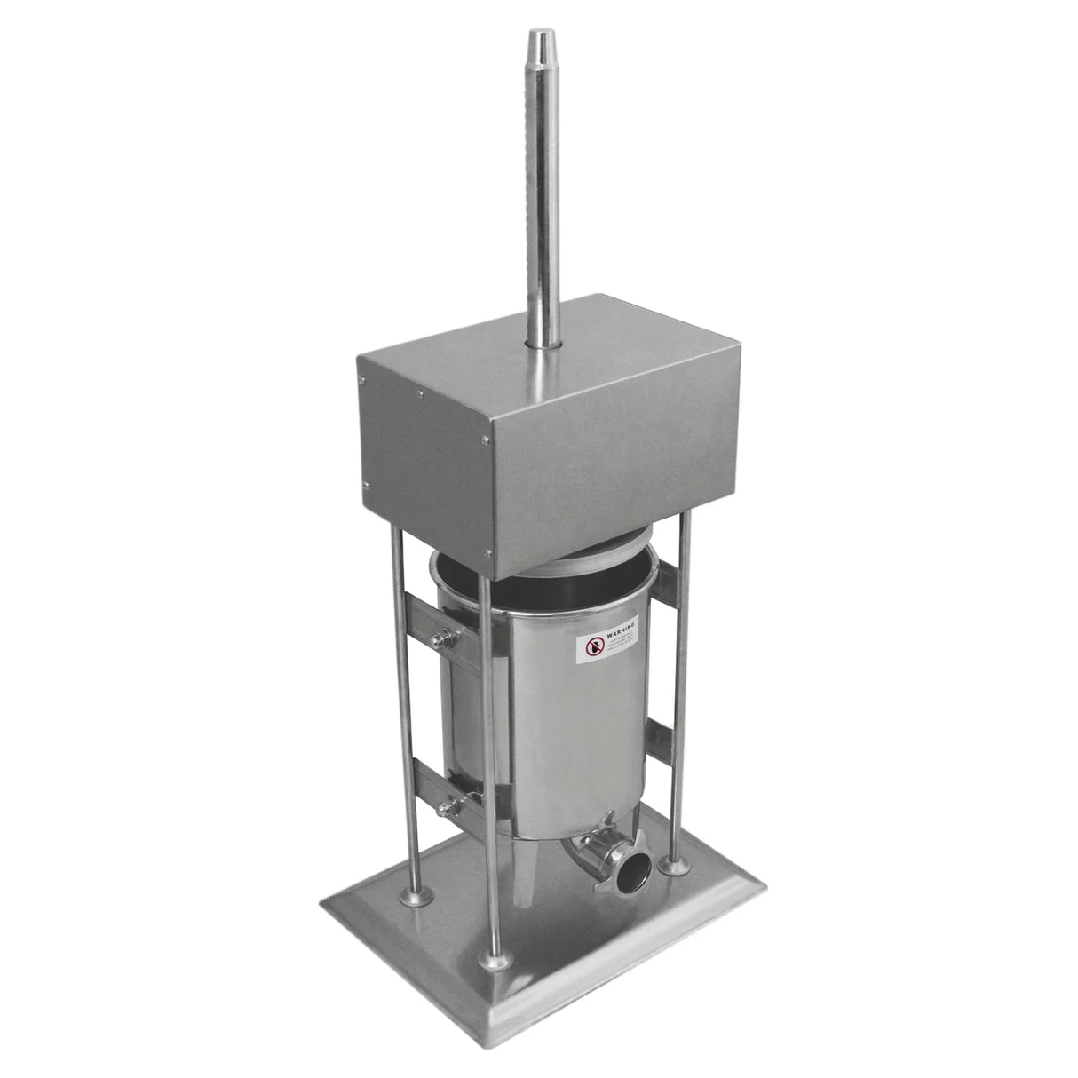 15L stainless steel electric sausage stuffer with a sleek design, vertical cylinder, and sturdy base for easy use