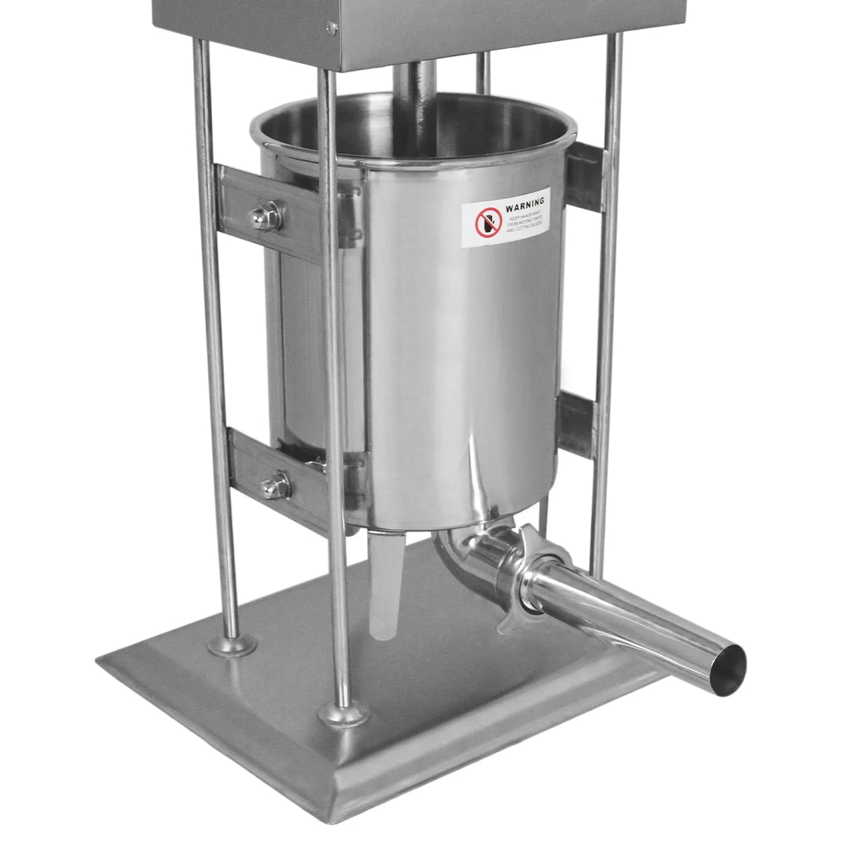 15L stainless steel electric sausage stuffer with a sleek design, sturdy base, and a polished metal finish for easy cleaning