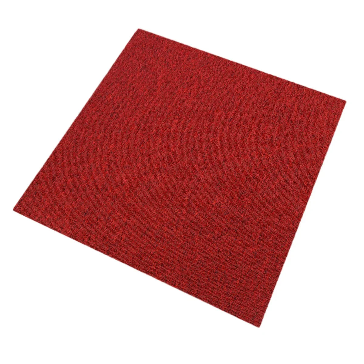 Scarlet red carpet tile with a textured surface, ideal for stylish flooring solutions, part of a 40-tile set covering 10m2
