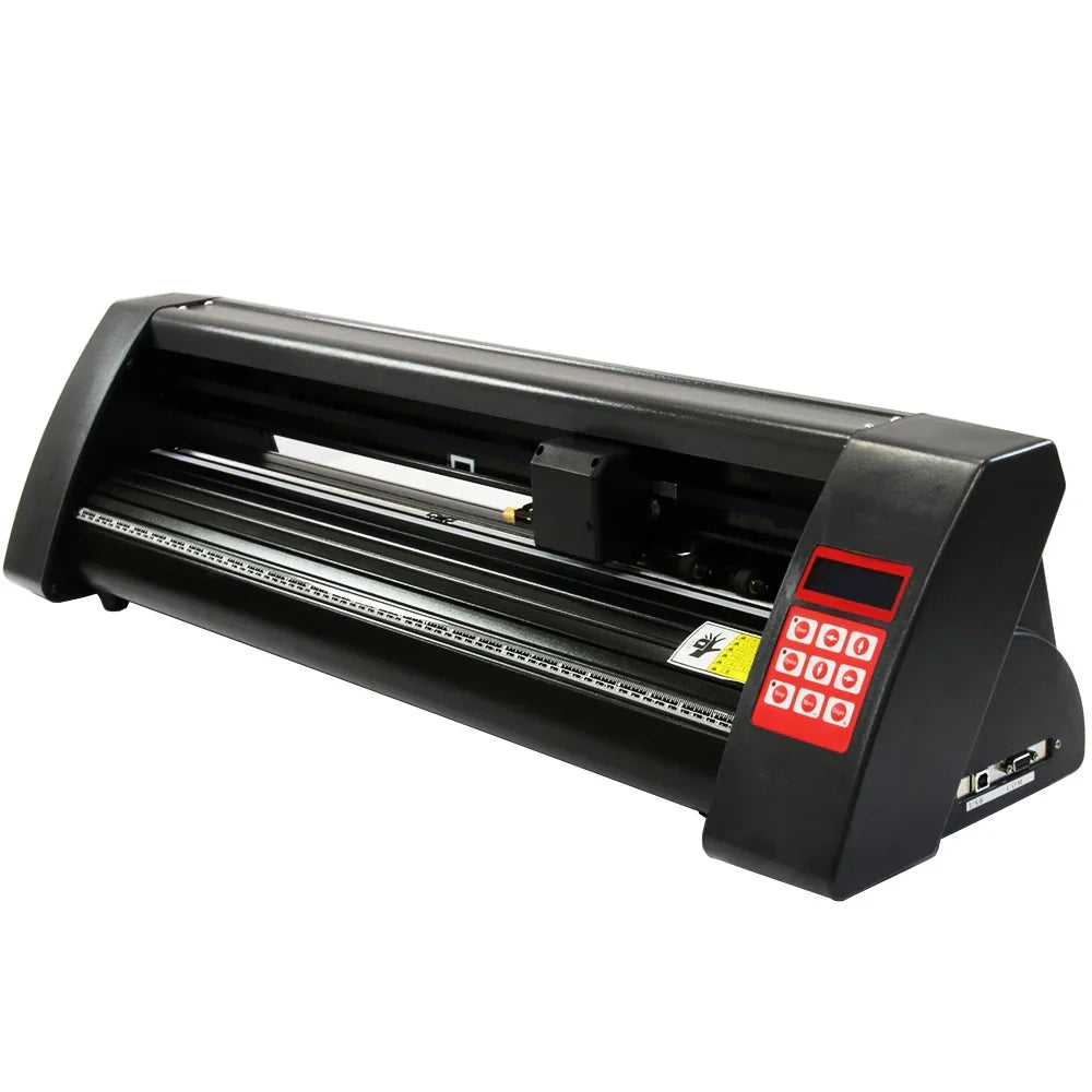 38 Swing vinyl cutter with LED display, sleek black design, precision cutting blade, and user-friendly control panel for easy operation