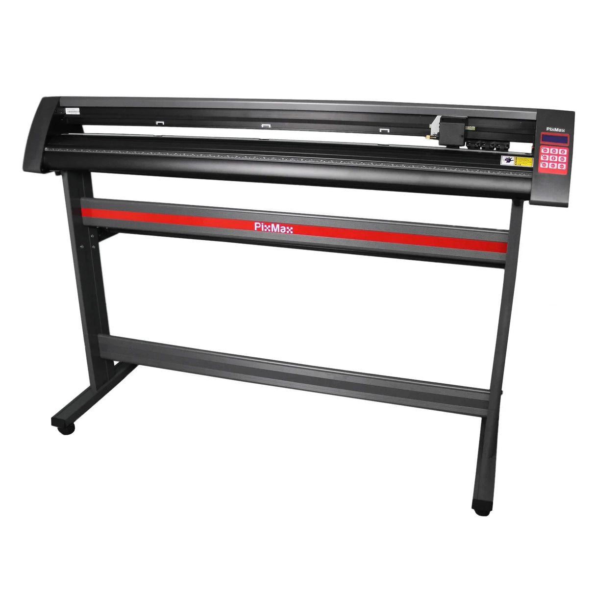 1350 vinyl cutter with sturdy black stand, red accents, control panel, and precision cutting blade for sign making