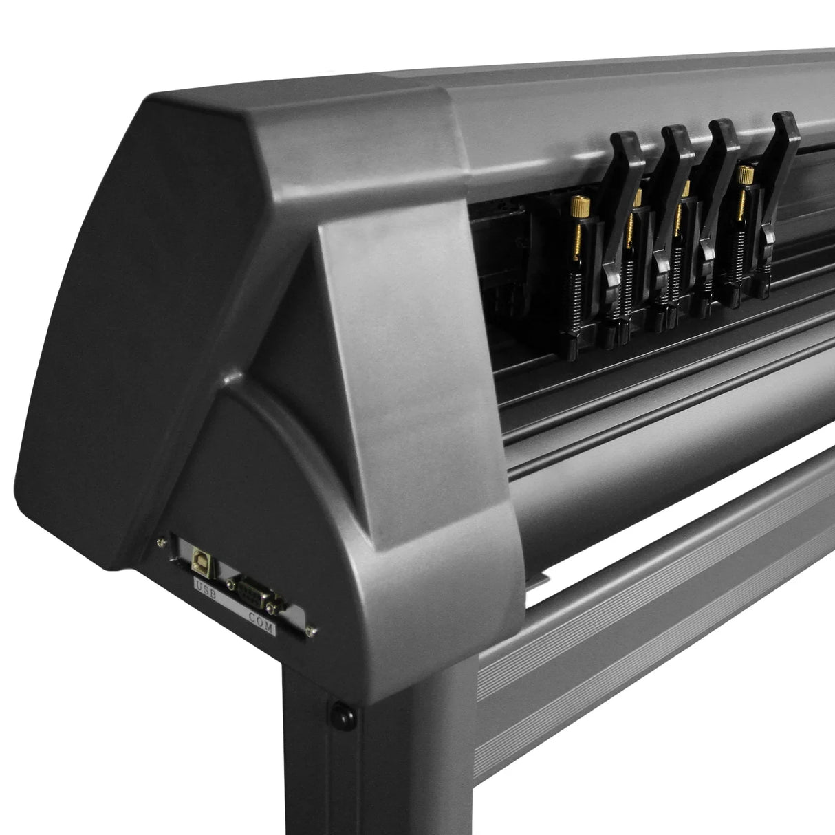 1350 Vinyl Cutter with Stand featuring sleek gray design, multiple cutting heads, and integrated LED light guide for...