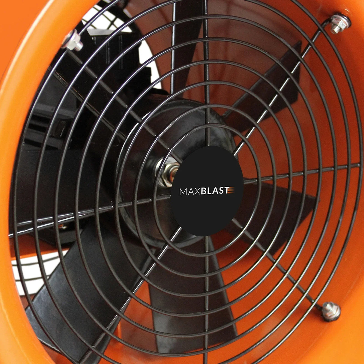 MAXBLAST Dust Extractor features a durable orange casing, a black fan with a protective grille, and a 6m duct for efficient dust removal
